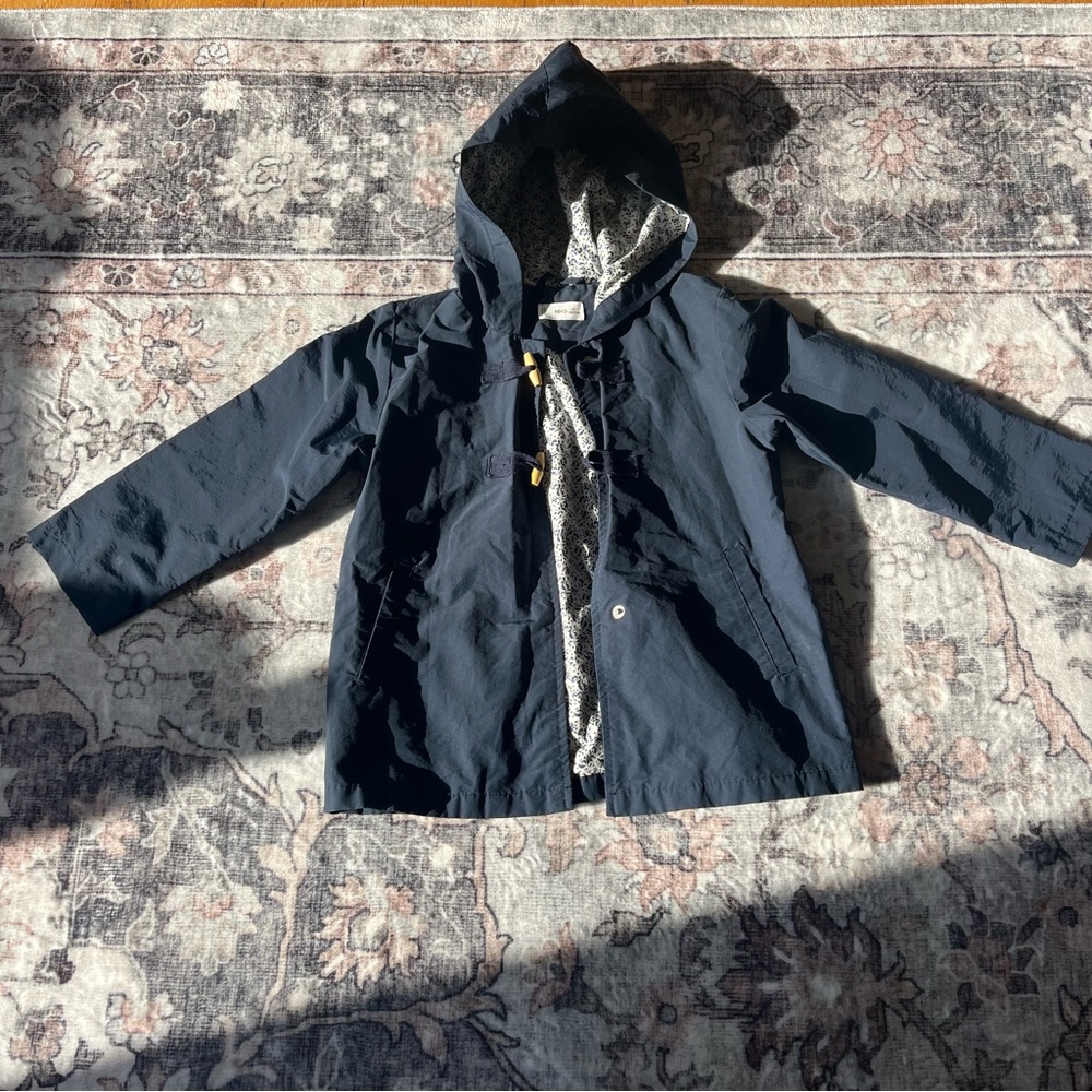 Mango Dark Blue Kids Raincoat Jacket with Hood 3-4T